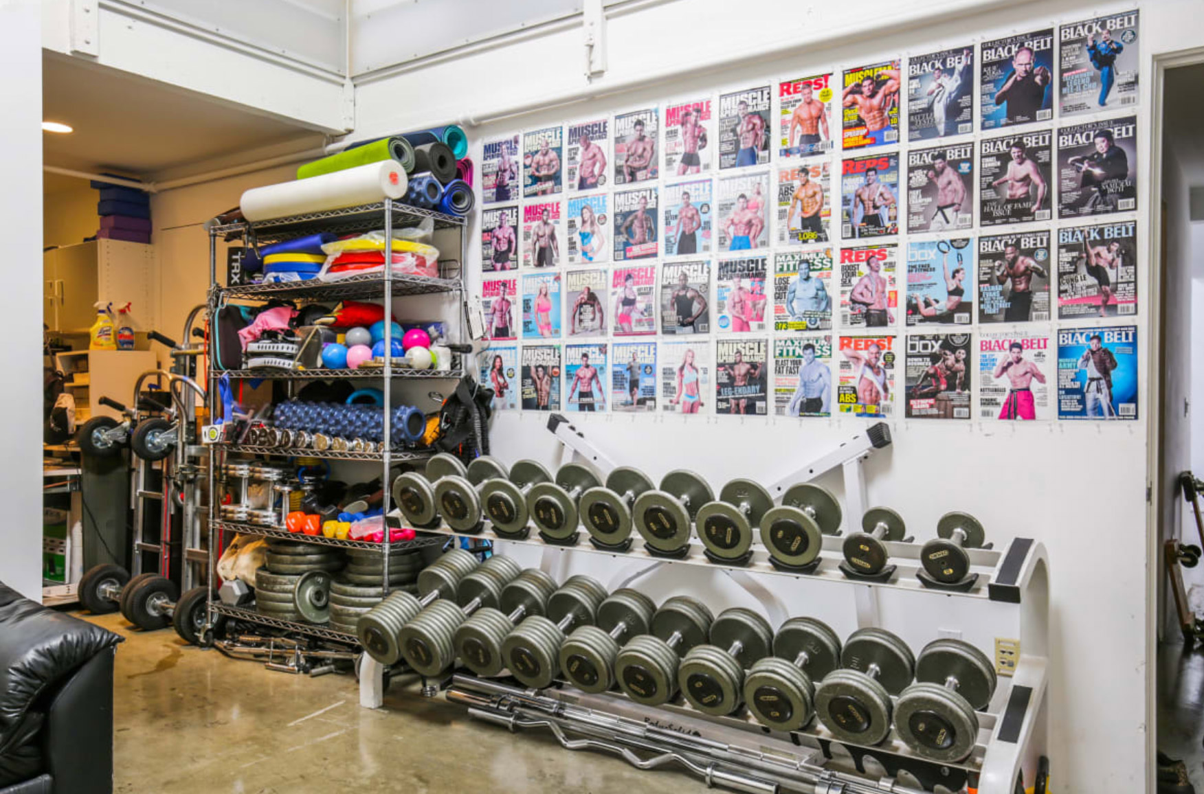 Photo Studio with Weight rack and workout props